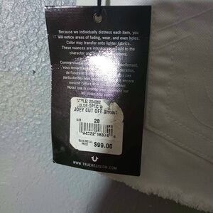 True religion NWT White denim shorts